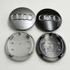 For Audi  A34pcs 68mm Black Grey Car Styling Badge Wheel Center Hub Cap Rim Caps For Audi Emblem 8D0601170 A1 A3 A4 A5 A6 Q7 Accessories