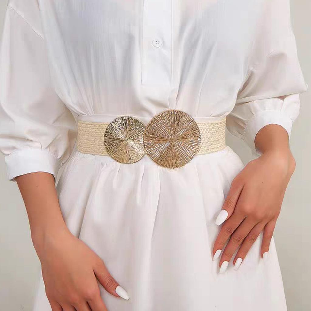 Эластичный пояс в стиле панк с цепочкой для ковбоя и ковбойки, современная золотая пряжка, поясная цепочка, широкий пояс, модный аксессуар