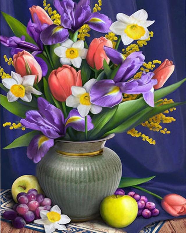 5D DIY Алмазная картина Полный дрель Круглый цветок Алмазная вышивка Полный набор Вышивка крестом Стразы Мозаика Домашний декор