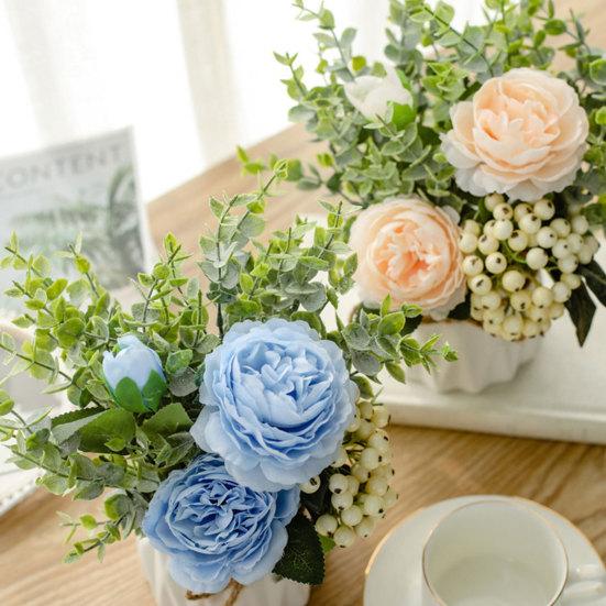 Искусственная роза поддельный цветок бонсай горшечное растение садовая вечеринка реквизит настольный декор