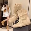 Huge Good-looking Retro Inner Height Increase Thin Small Short Boots Women's New Round Head Flat Bottom Martin Bare Boots