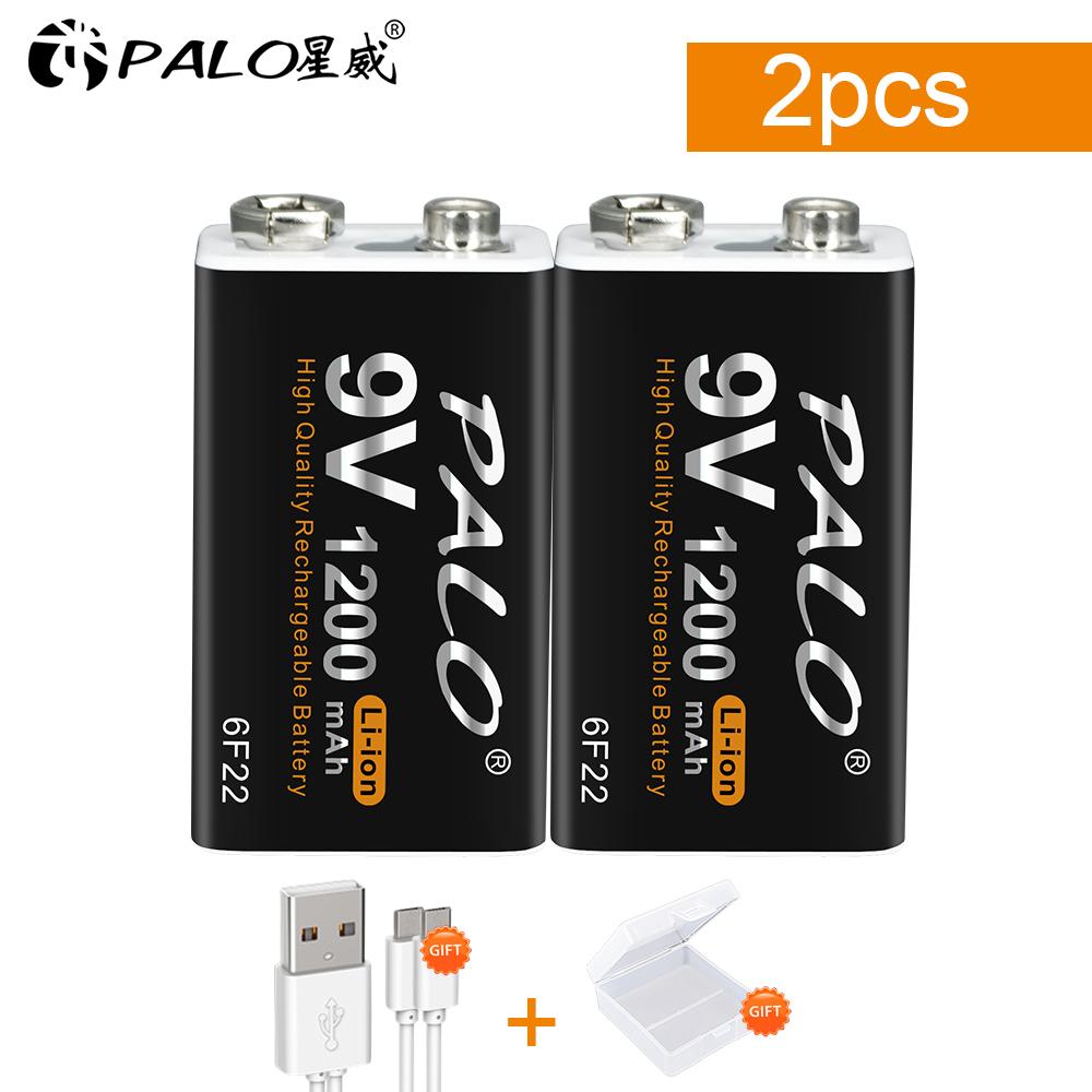 PALO 9V Rechargeable Battery 9 Volt Lithium Li-ion Battery 6F22 9V Crown Battery Ni-MH Batteries for Multimeter Metal Detector