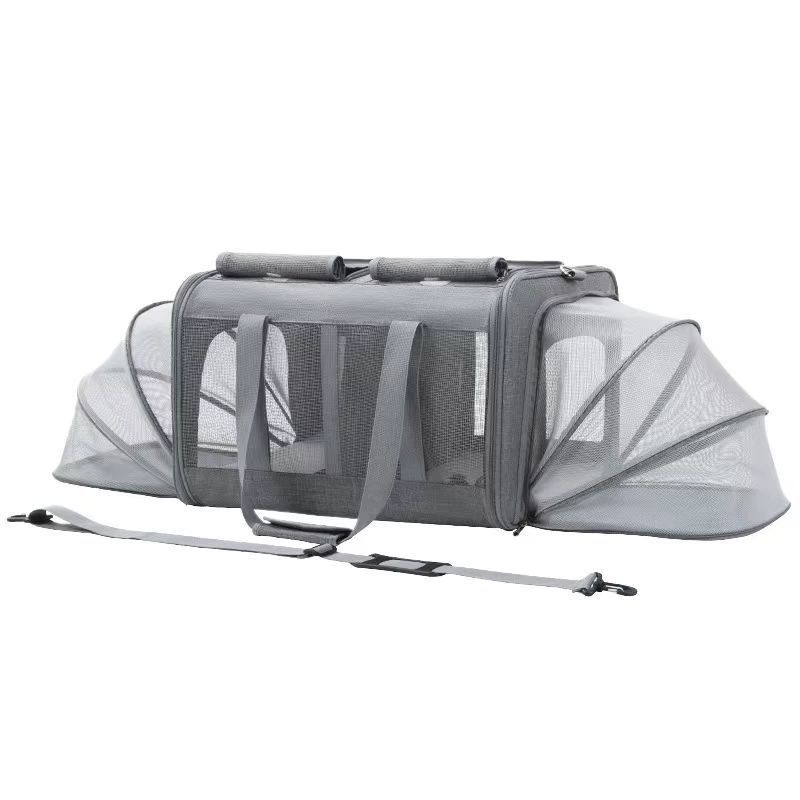 Double Cat Travel Bag Large Capacity Expandable Cat Bags Breathable Outdoor Portable Crossbody Handheld Pet Bag
