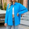 Women's Fashion Solid Color Loose Casual Single-Breasted Long Sleeve Shirt