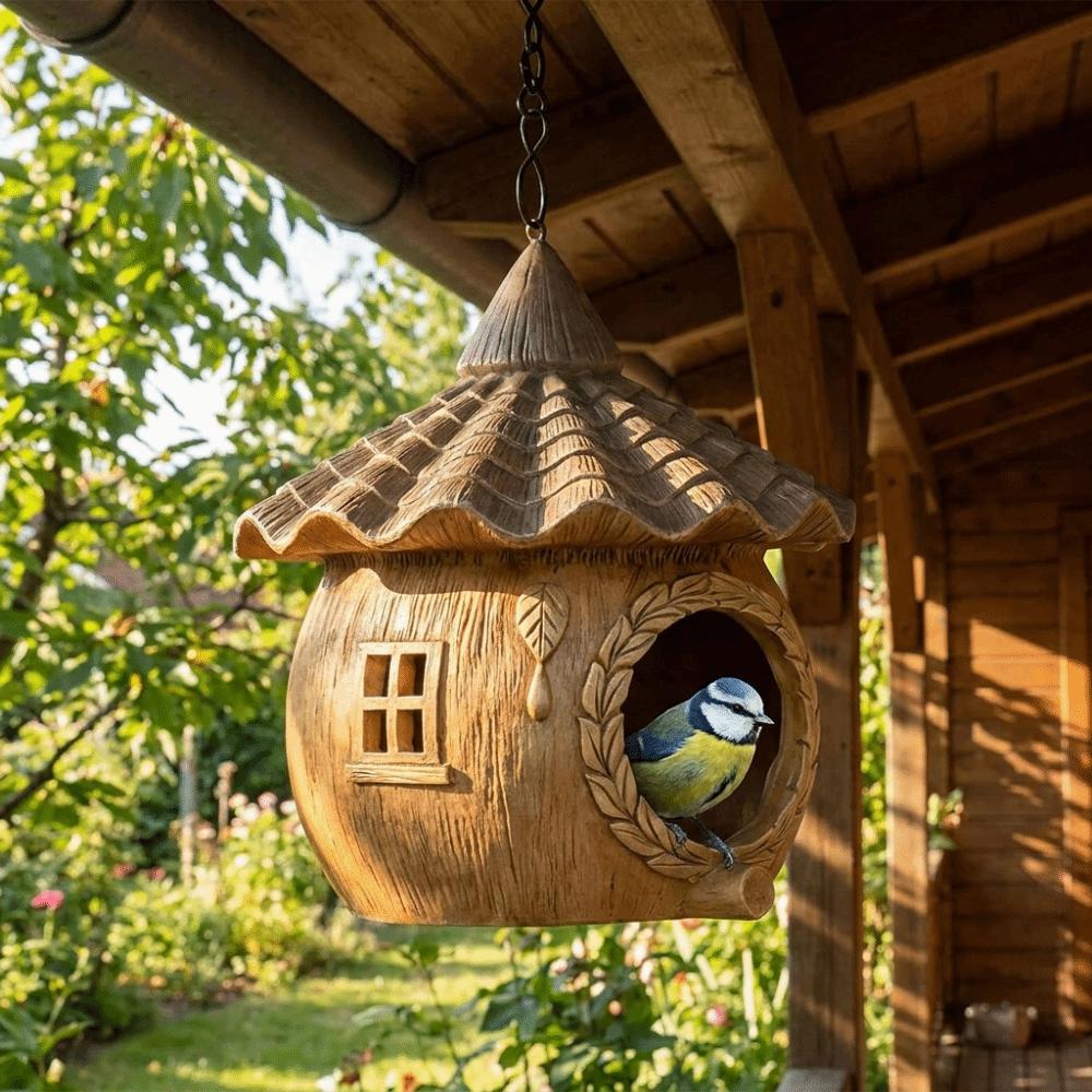 Resin Hanging Parrot Cage Waterproof Bird Feeding Station Bird Feeder Bird Nesting Box Porch