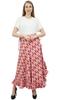 Phagun Cotton Ruffled Self Belt Ikat Printed Women's Wrap Hippie Skirt-Blue