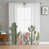 Idyllic Cactus Tropical Plants Sheer Curtains For Living Room Bedroom Tulle Curtain For Kitchen Voile Curtain Blind Panels