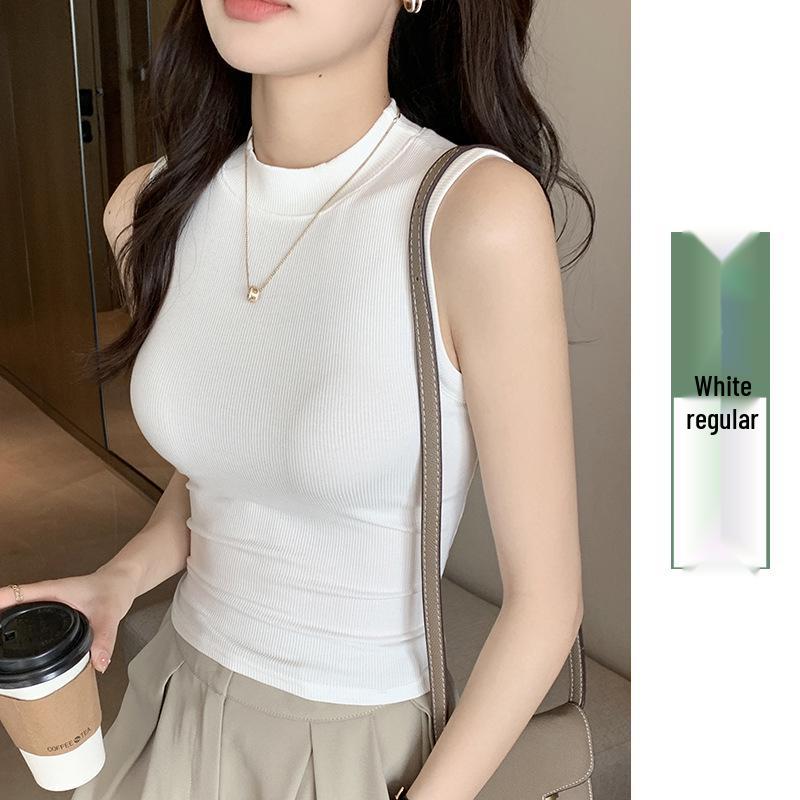 H520 Женская майка без рукавов в рубчик с круглым вырезом - Скрывает жир под мышками, Идеально подходит в качестве топа или нижнего белья
