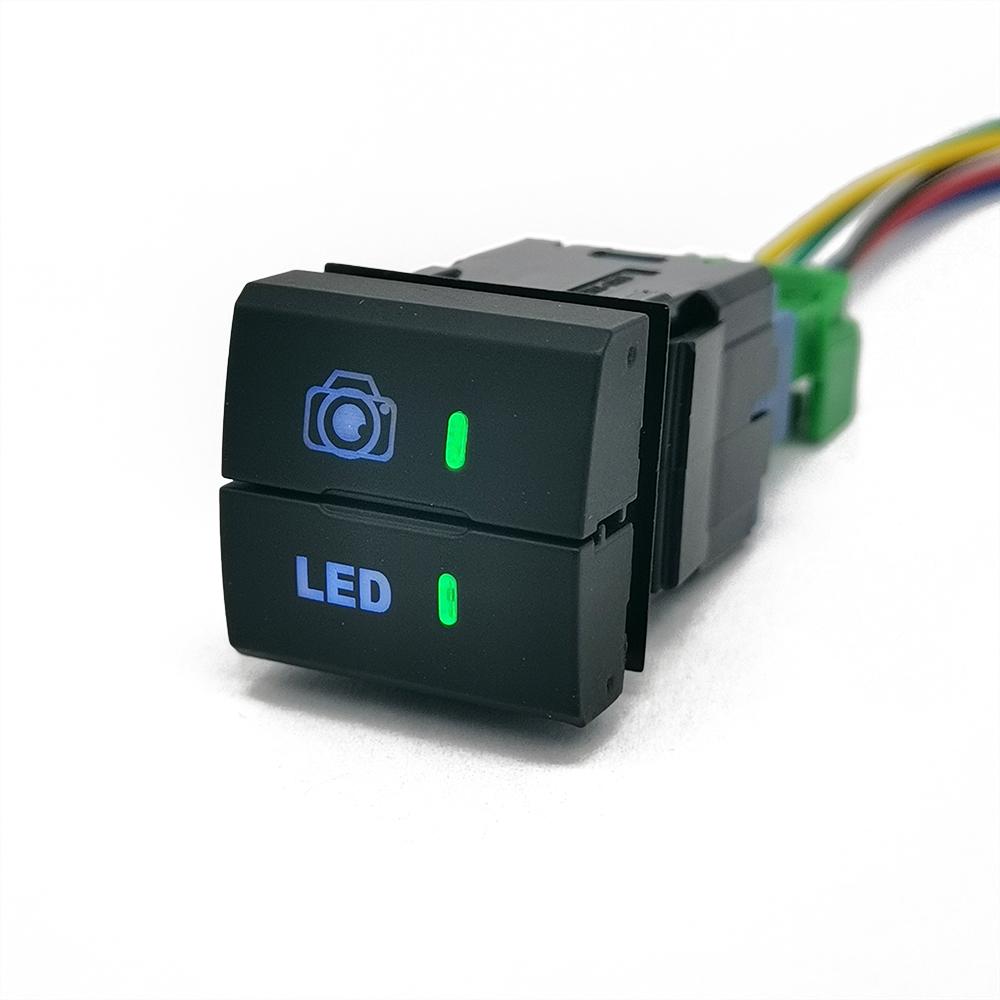 1PC Car Modified Dual Switch LED DRL Fog Light Spotlight Radar Switch Button with Wire for Toyota Prado Senna LC300 Accessories