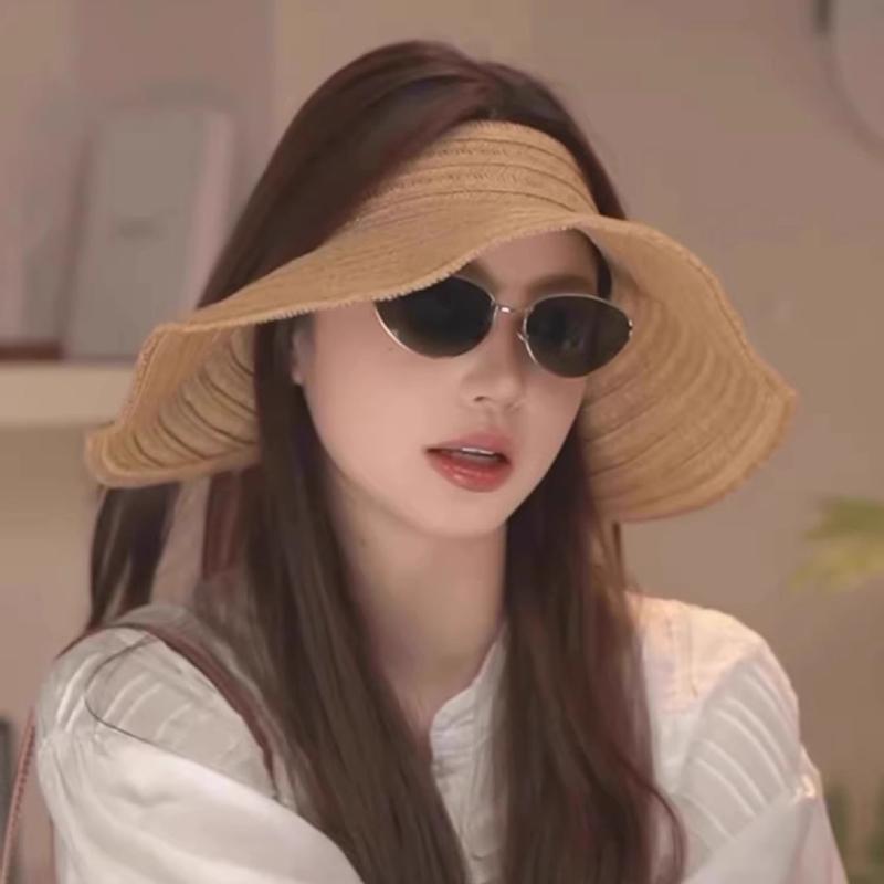 Большой козырек солнцезащитная шляпа с пустым верхом детская пляжная морская защита лица на все лицо от солнца отпуск складная соломенная шляпа