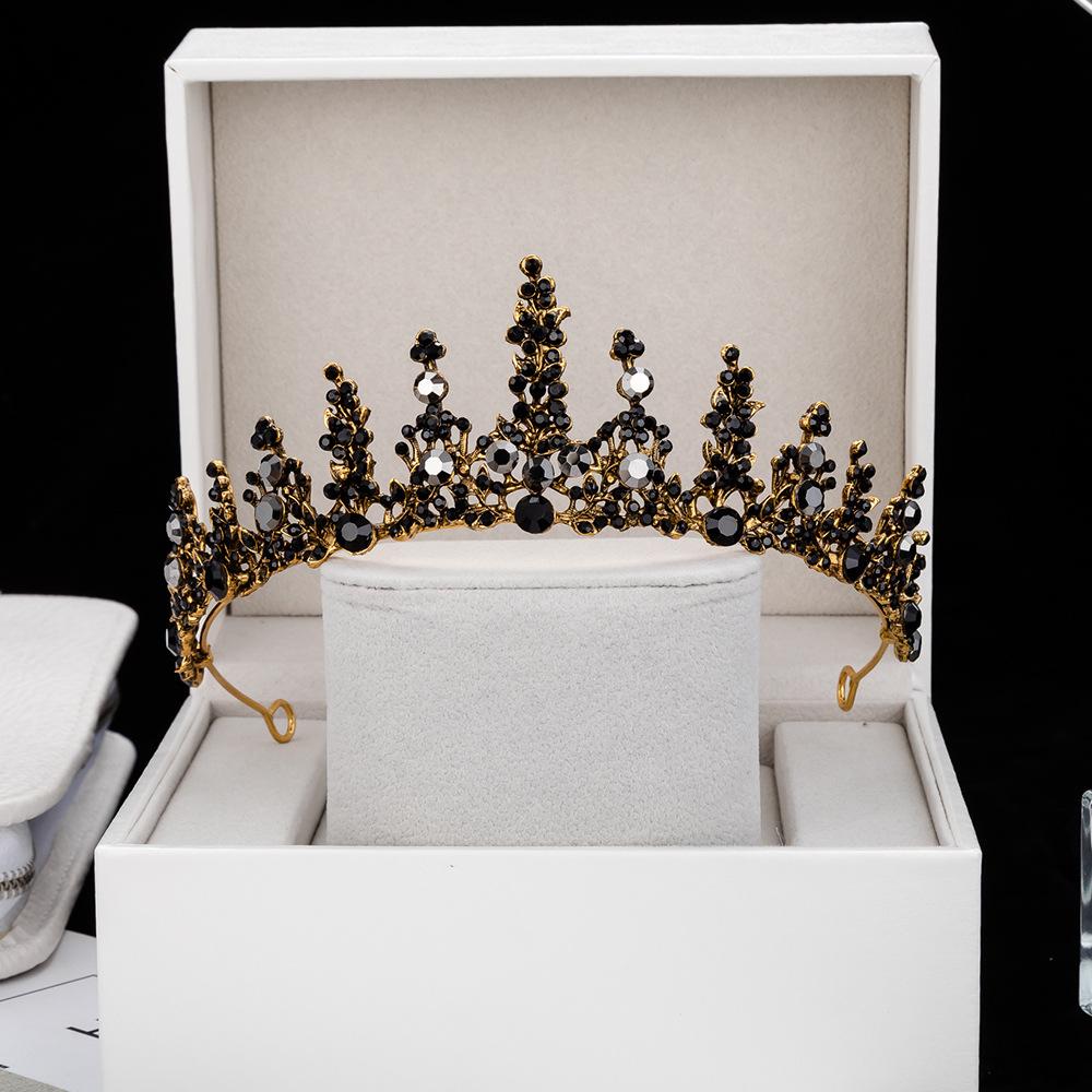 Свадебная корона в стиле барокко, новая ретро черная тиара, свадебное платье, свадебные аксессуары для волос, корона королевы на день рождения для взрослых