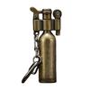 Antique Metal Bottle Lighter with Keychain Attachment Classical Sand Wheel Ignition Device for Daily Portable Carry