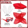 5-piece set French Women's Red Beret Mime Costume Accessories Set Chiffon Scarf, Gloves, Oval Sunglasses, Vintage French Theme