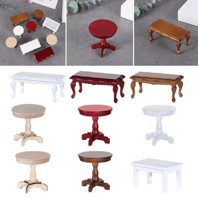 End Accessories 1/12 Dollhouse Wooden Coffee Table Table Furniture Toys Doll House Decoration