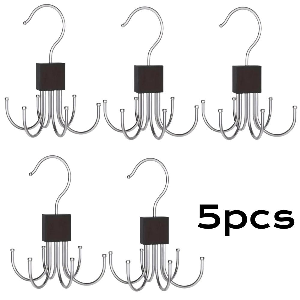 Вращающаяся на 360° вешалка для хранения, крючок с несколькими захватами, металлическая вешалка для ремней, деревянный органайзер для бюстгальтеров, галстуков, шарфов, аксессуаров для домашнего шкафа