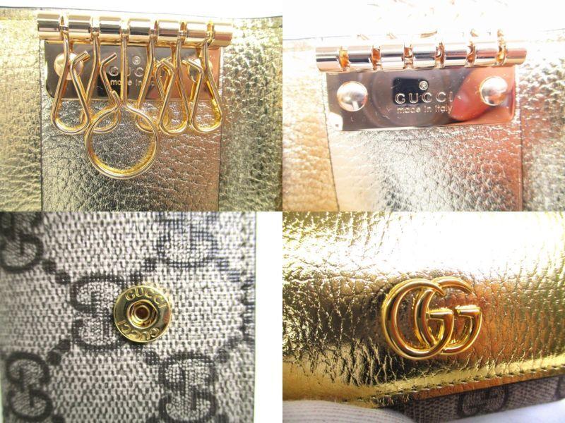 Authentic GUCCI Japan Limited GG Gold Leather Gold H/W 6 Pics Key Cases #a142 Refurbished