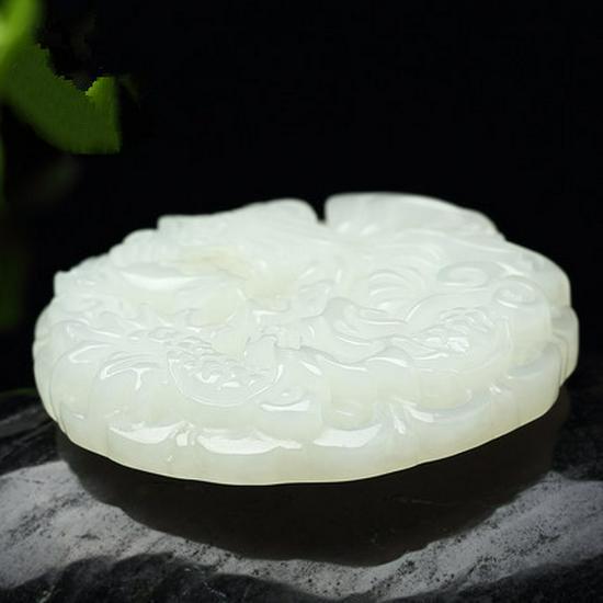 Hetian White Jade Dragon & Phoenix Unisex Pendant