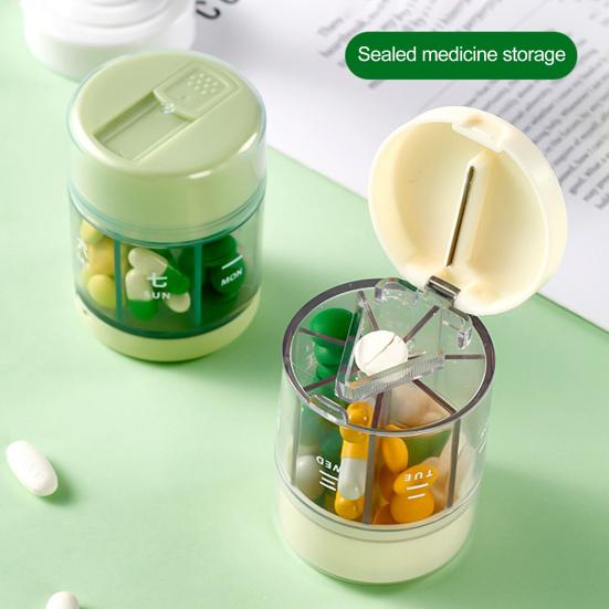 Pill Box Organizer Weekly Medicine Dispenser Large Capacity Compact Design Portable Pill Tablet Storage Box with Cutter