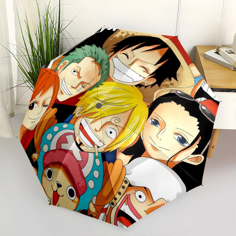 1 шт. Автоматический складной зонт - С рисунком из аниме One Piece, портативный, складная конструкция, 8 спиц, рождественские и новогодние подарки