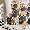 50Pcs Waterproof Cute Kitten Sticker Cartoon Funny Meme Sticker Kawaii Black Cat Sticker  Skateboard