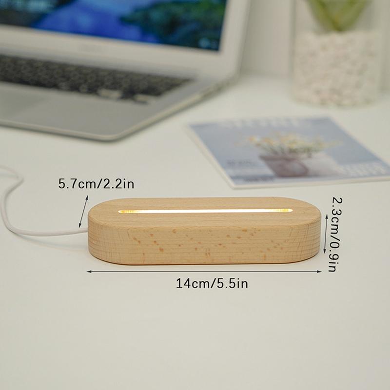 Diy Solid Wood Luminous Lamp Holder 3D Acrylic Led Solid Wood Night Light Base Room Decoration Living Room Decoration
