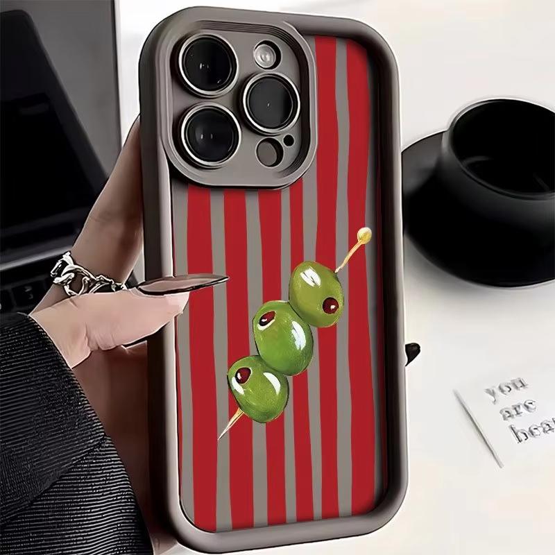 Green Olive Red Striped Phone Case For Xiaomi Redmi Note 14 Pro 4G 15 13 12 11 Pro Plus Redmi Note13 pro 5G Soft Silicone Cover