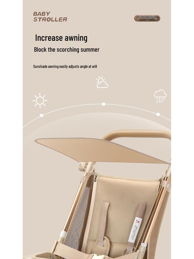 Lightweight High Landscape Baby Stroller with Tray | One-Button Fold & Portable Design