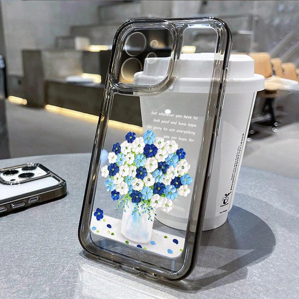 Flower Case For iPhone 11 Case iPhone 13 14 Pro Max 12 Pro XS Max 14 8 Plus XR SE Clear Shockproof Cover For iPhone 13 Pro Max