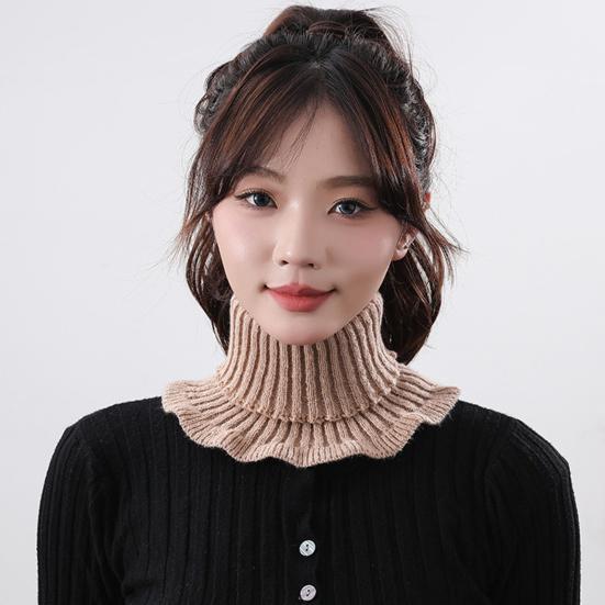 Женский шейный платок, однотонный, с прозрачной отделкой, с имитацией воротника, вязаный, теплый, стильный, утеплитель для шеи, универсальный аксессуар для одежды