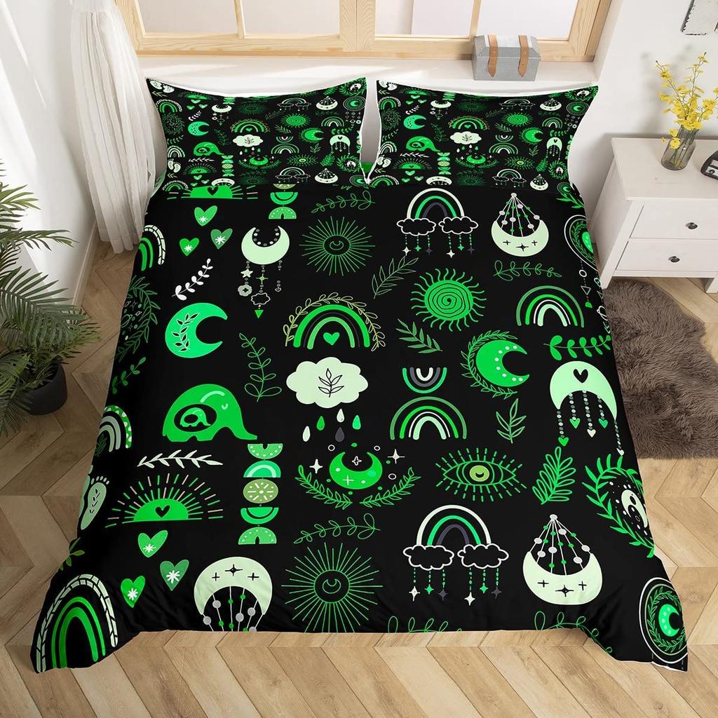 Радужный пододеяльник, комплект постельного белья с изображением сердечек и любви, микрофибра, разноцветный радужно-облачный пододеяльник, двуспальный, для детей и девочек