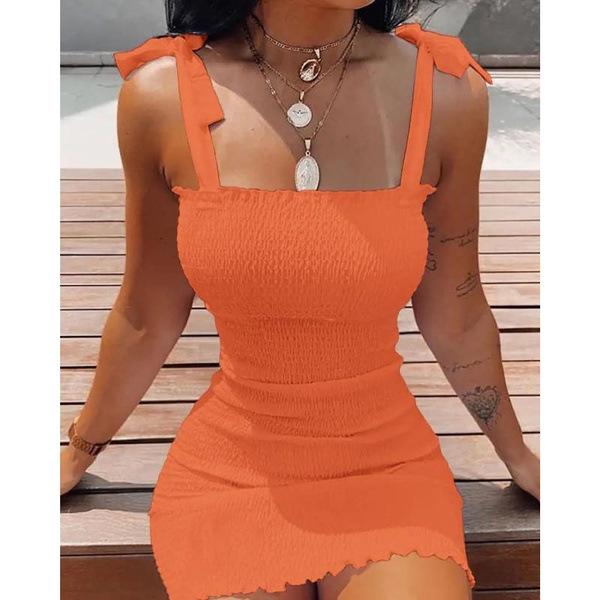 Женские платья Элегантное платье с воротником одним словом Подтяжки с открытой спиной Облегающее тонкое женское летнее повседневное мини-платье без рукавов