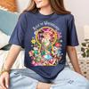 Fashion 2026 New Alice in Wonderland   Movie Print Womens High Quality Loose Plus Size Cotton Short Sleeve