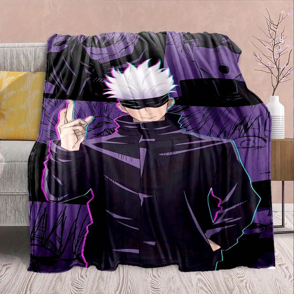 Jujutsu Kaisen Flannel Pattern Blanket Warm Soft Throw Lightweight Plush Sofa Bed Home Decor -QJY