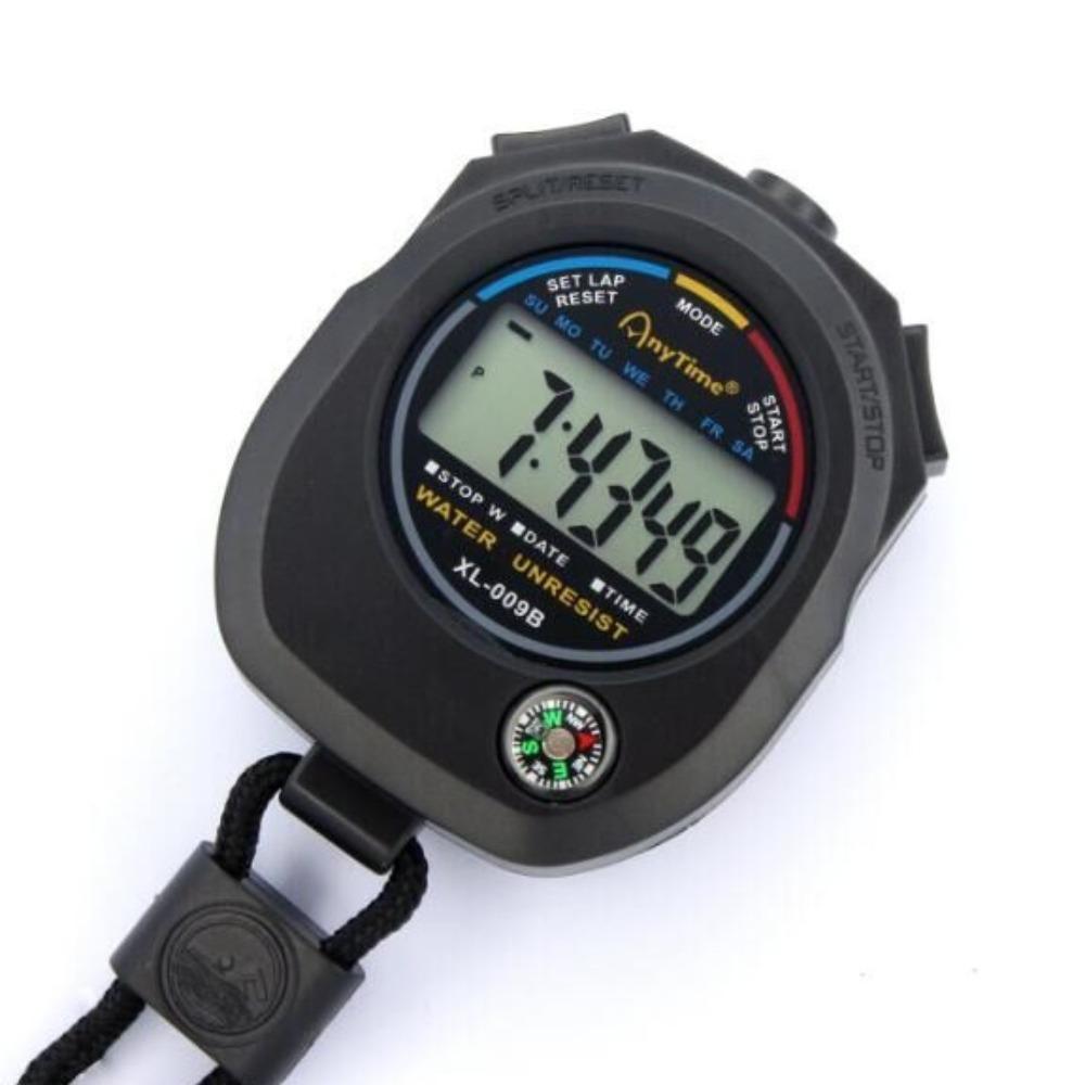 Professional LCD Sports Stopwatch Waterproof Training Timer Portable 24H Clock Watch