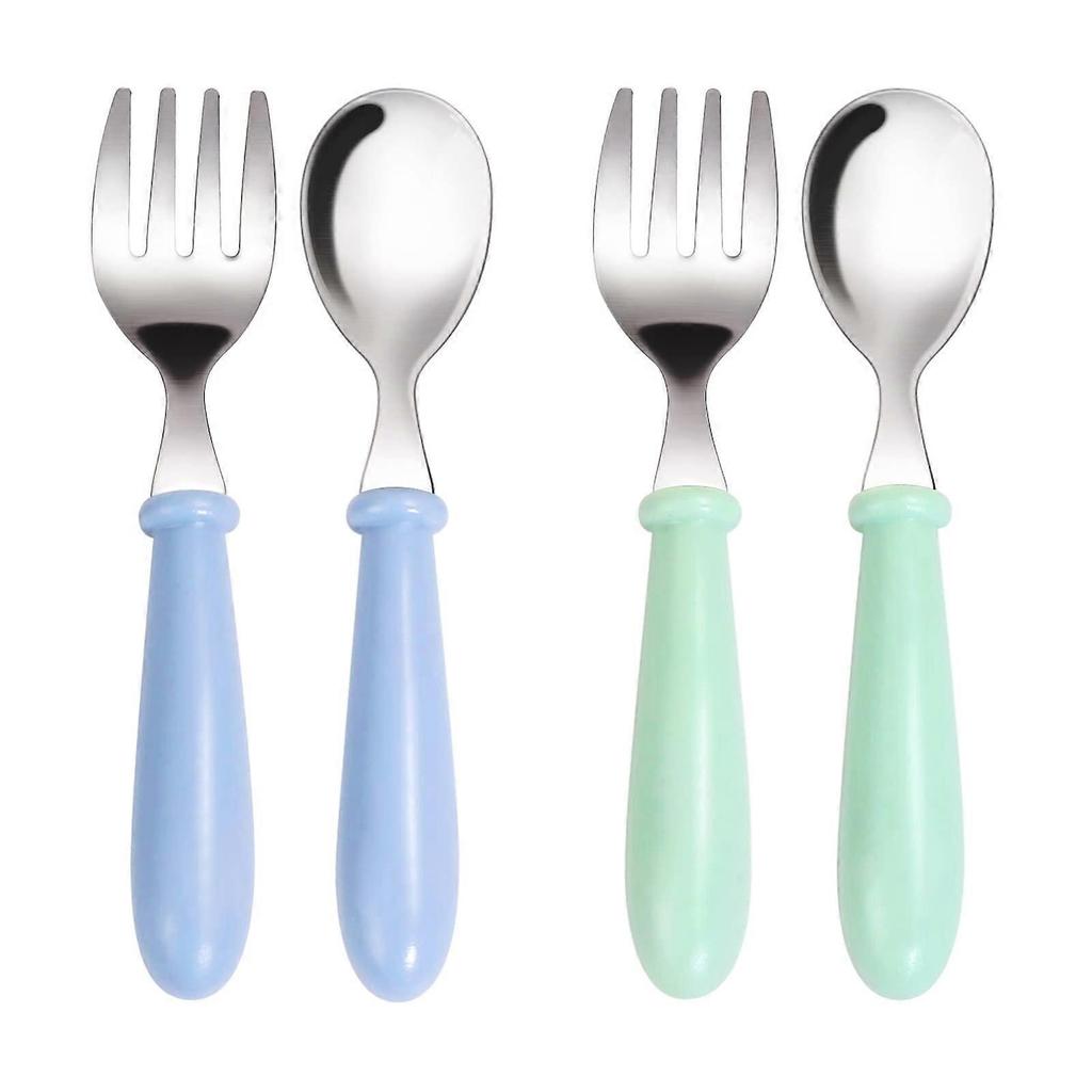 Children's Cutlery with Baby Spoon and Fork 2 Set Easy Grip Learning Cutlery for Children Baby Cutlery Spoon and Fork