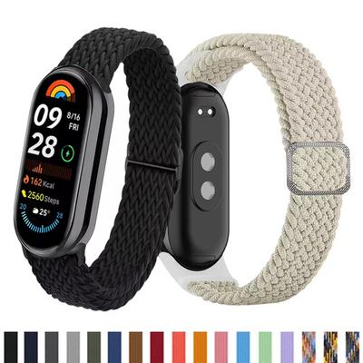 Ремешок для Mi Band 9 8 браслет наручные часы аксессуары Эластичный нейлоновый плетеный сменный ремень correa для Xiaomi Miband 9 8 NFC