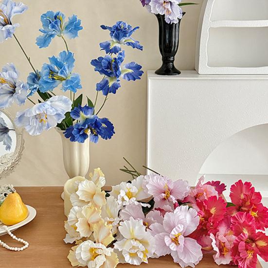 Iris Artificial Flower Realistic Faux Iris Flowers 33" Soft Fabric Indoor Outdoor Decor for Wedding Bridal Bouquets Centerpieces