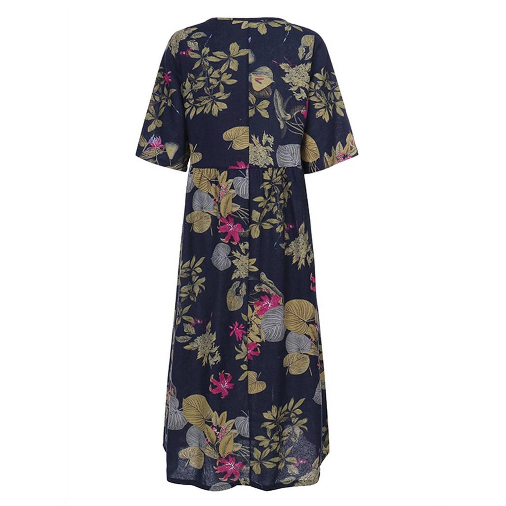 Женская летняя юбка трапециевидной формы с круглым вырезом и рукавами 3/4, свободное платье средней длины с принтом