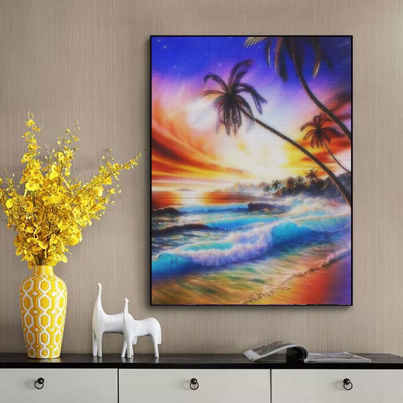 Алмазная картина Приморский Полный Круглый Вышивка Пейзаж Мозаика Декор Для Дома 30x40cm/12x16inch