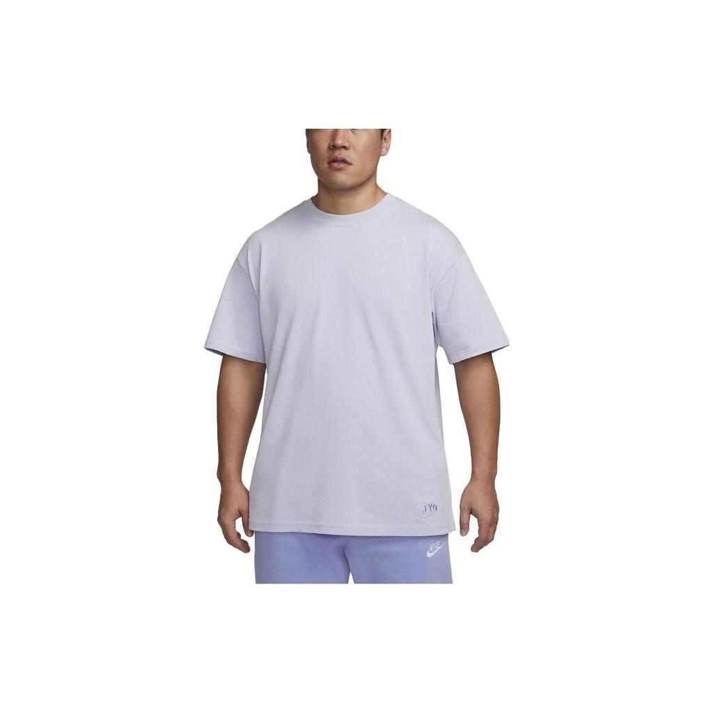 Nike Solid Color Small Logo Embroidered Round Neck Short Sleeve T-Shirt Men Tops Light-Purple FN6008-536