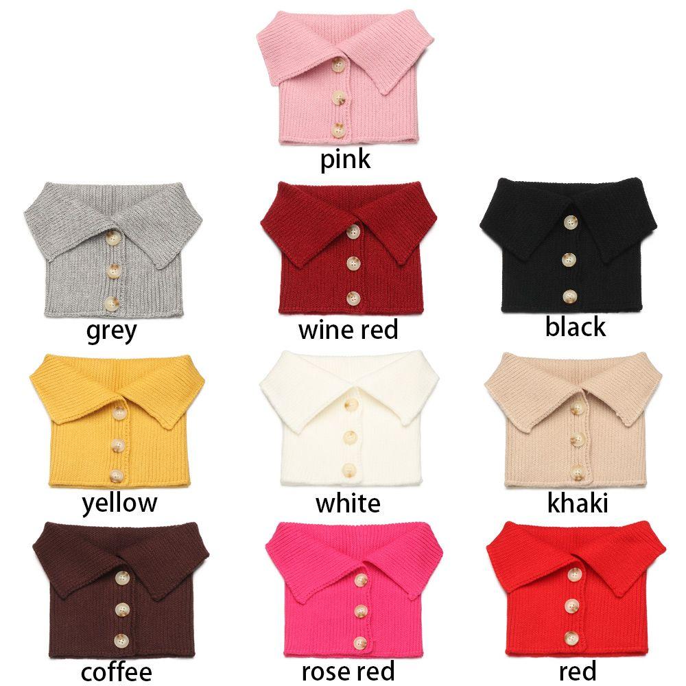 Женский ветрозащитный теплый шарф с пуговицами, защита шеи, водолазка, вязаный искусственный воротник