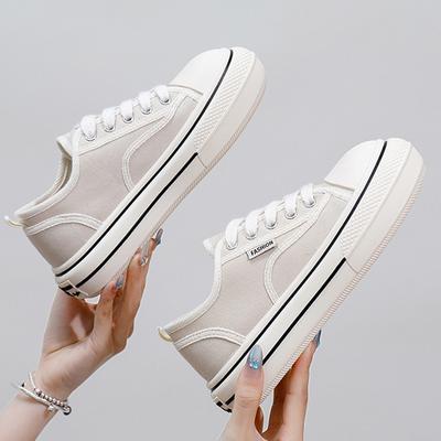 Летняя женская парусиновая обувь с круглым носком, повседневные кроссовки, толстая подошва, увеличенная высота, прошивка, износостойкая, студенческая, трендовая парусиновая обувь