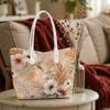 Boho Floral Print Tote Bag for Women Casual Daily Shopping Carry Handbag with Top Handles 