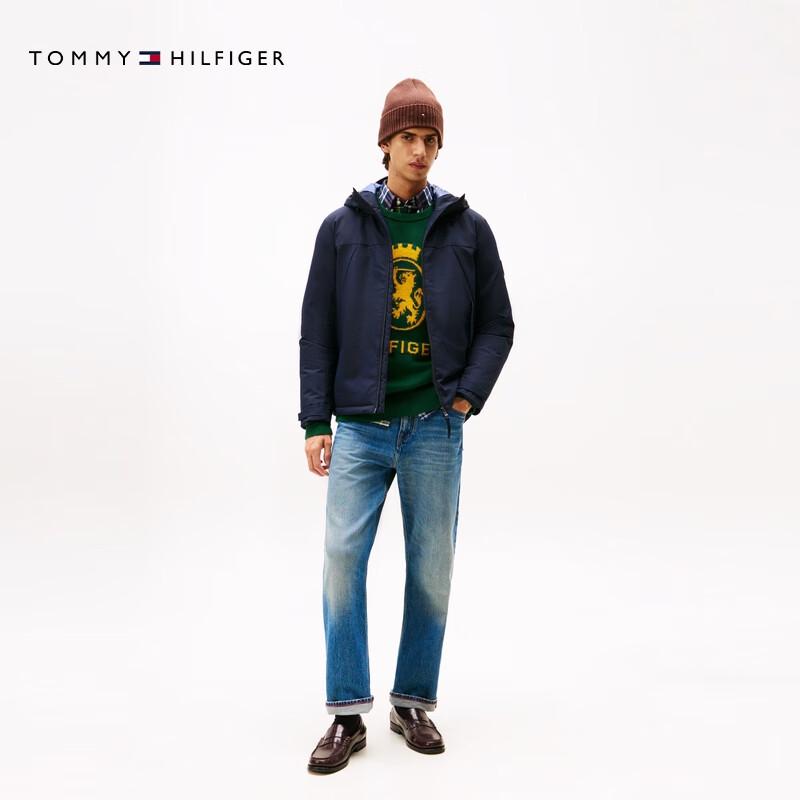 Tommy Hilfiger Мужская водоотталкивающая стеганая куртка-пуховик с капюшоном и фактурной отделкой