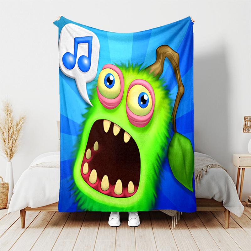 1pc Blanket My Singing Monsters Print Design, Lightweight Blanket for Sofa, Bed- Soft &Warm, Gift for All Seasons like Christmas, Halloween