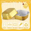 50 Pieces 10 oz Aluminum Foil Baking Cups with Lids Square Baking Cups Disposable Baking Cake Pan Cupcake Cups for Food Brownie Pudding Desserts
