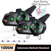 Motorcycle Helmet Intercom Bluetooth 5.3 Headset 1000M Wireless Interphone Communicator Riding Communication for 6 Riders Waterproof Music Player