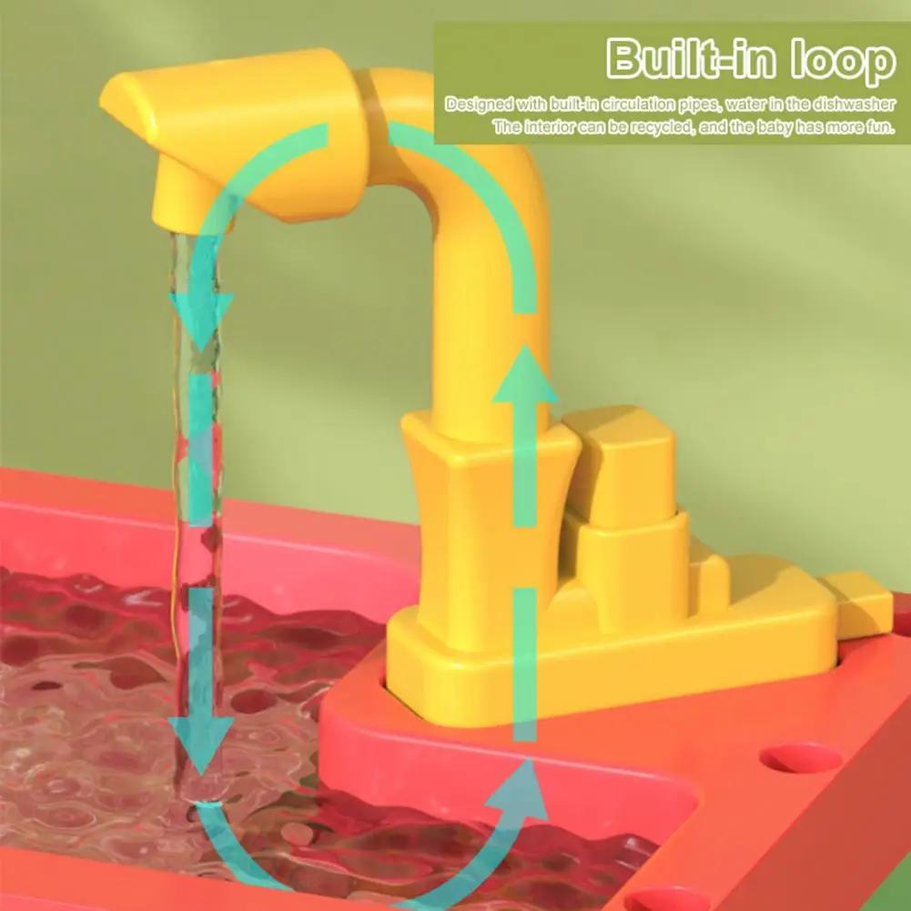 Non-Toxic Children'S Dishwashing Table Kitchen Pretend Play Faucet Cycle Out Recycling Water Electric Sink Kit Plastic Toys For Children Gifts