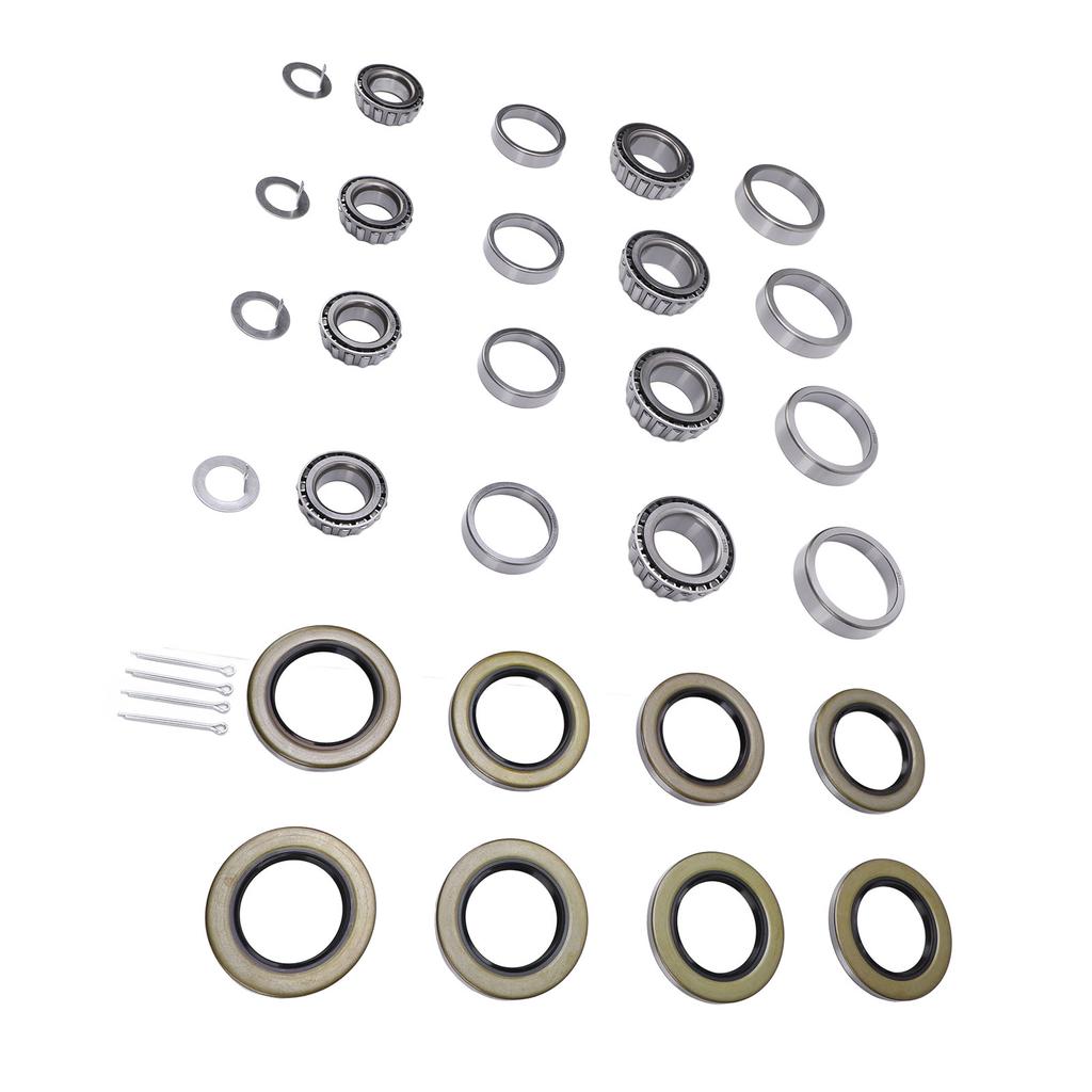 4 Sets Trailer Axle Bearing Kit 6000 to 7000lb Steel Alloy Trailer Wheel Hub Bearing Set with Cotter Pins and Grease