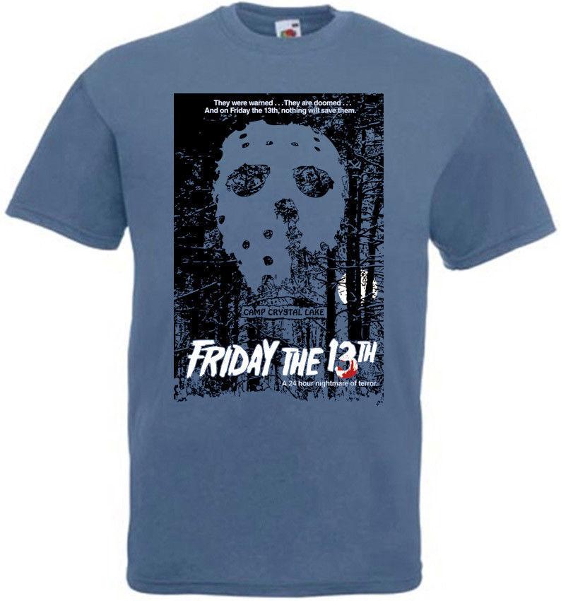 Friday The 13th v9 T shirt steel blue movie poster all sizes S-5XL